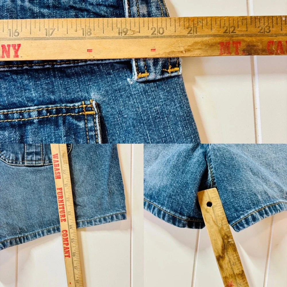 Vintage Women's Y2K Low Rise Denim Shorts Medium Wash Utility Pocket Size 18